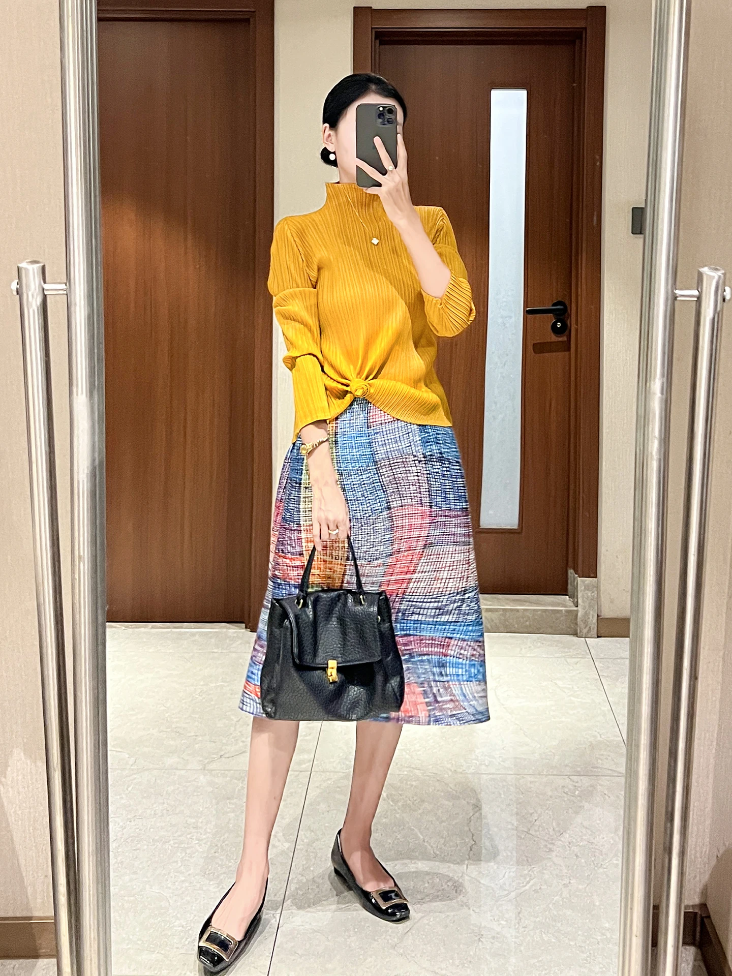 Modischer Damen-Halbrock mit geometrischem Musterdruck, unregelmäßiges, lockeres, übergroßes Design, einzigartiger, eleganter weiblicher Halbrock