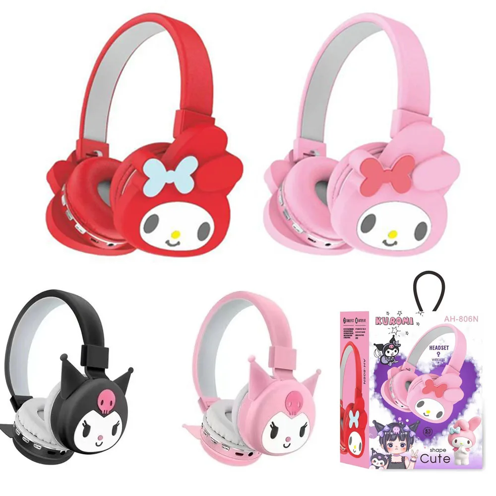 Hello Kitty Wireless Earphone Kawaii Student Girl Life Supplies Exquisite Headset Kuromi Wear Head Melody Earphone Birthday Gift