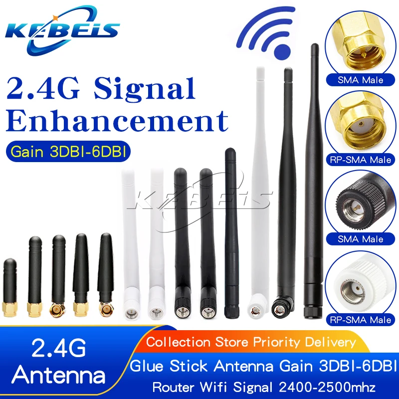 

2PCS 2.4G Glue Stick Antenna 3DBI Router Antenna Wifi Module Signal Enhancement 2400-2500MHz SMA Folding Antenna Connector 6DBI