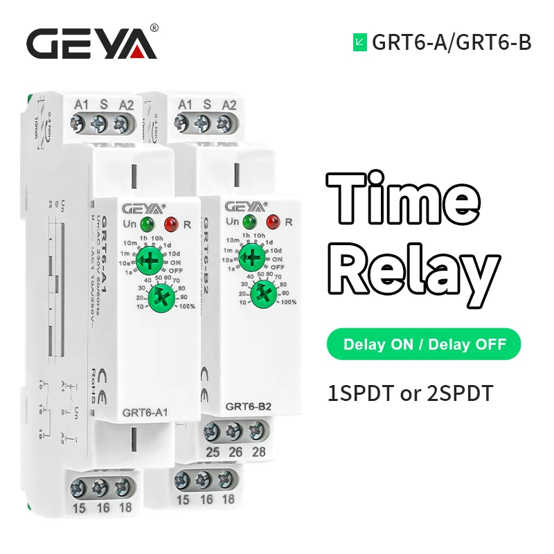 GEYA 10A Single Function Time Relay Delay ON OFF Electronic Adjustable Power ON Timer Delay Relay Rail Modular DIN Rail