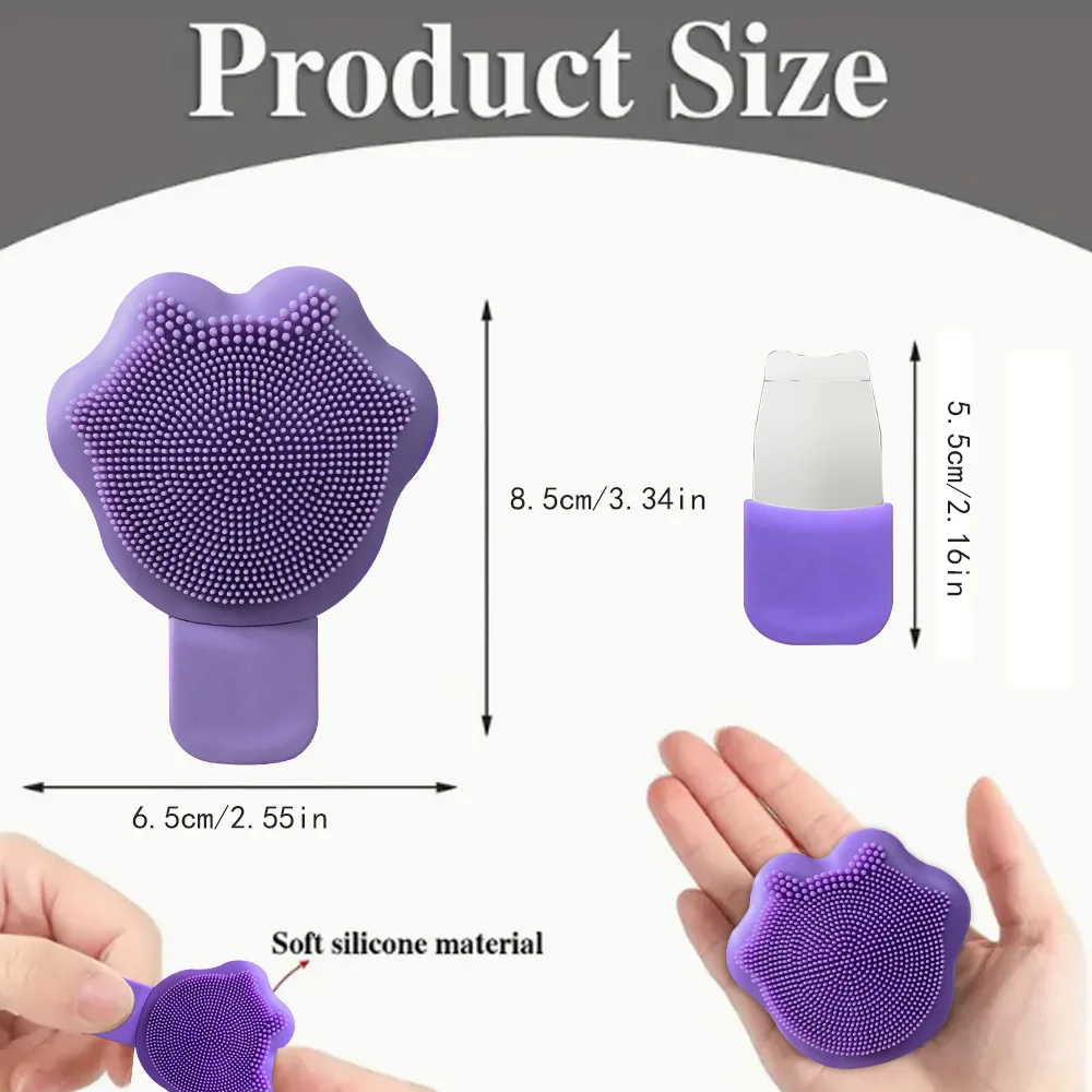 Depurador facial de silicona 2 en 1 con forma de pata de gato y eliminación de espinillas para el cuidado de los poros, cuidado de la piel suave y limpieza de maquillaje con cerdas suaves