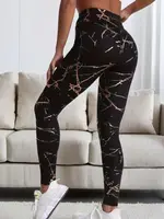 Women's Fashionable Gold-Stamped Pants with Cross-Waist Design, Suitable for Outdoor, Casual, Home, Fitness, Yoga, and Various Other Occasions 2