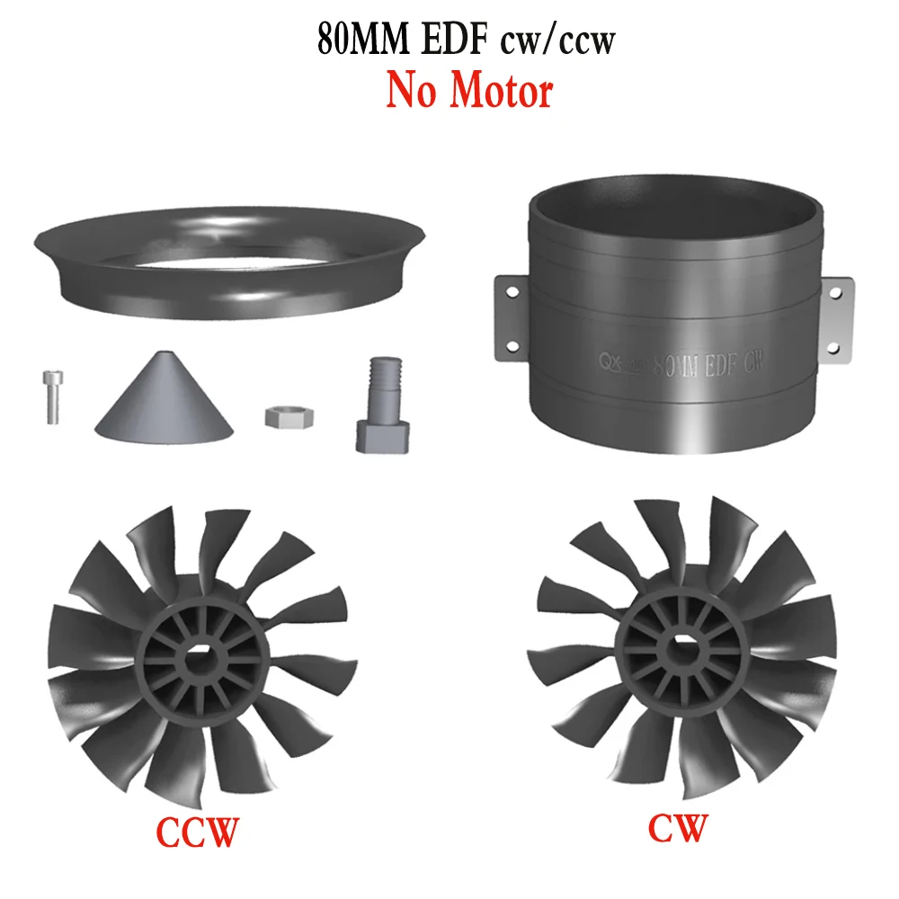 QX-MOTOR 30MM 50MM 64MM 70MM 80MM 90MM EDF bez silnika 6/12 łopatek wentylator kanałowy do zdalnie sterowanych części zabawek