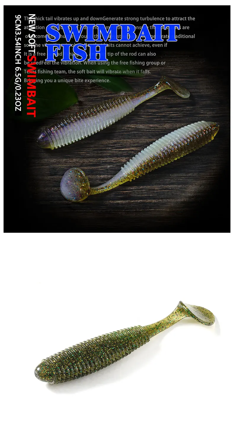 SUNMILE 6 Stück Weichköder Angelköder Vibro Fat 90mm Realistischer Köder mit Salz und Duft für Hechtangeln Barsch Forelle Bass Köder – Detail 3