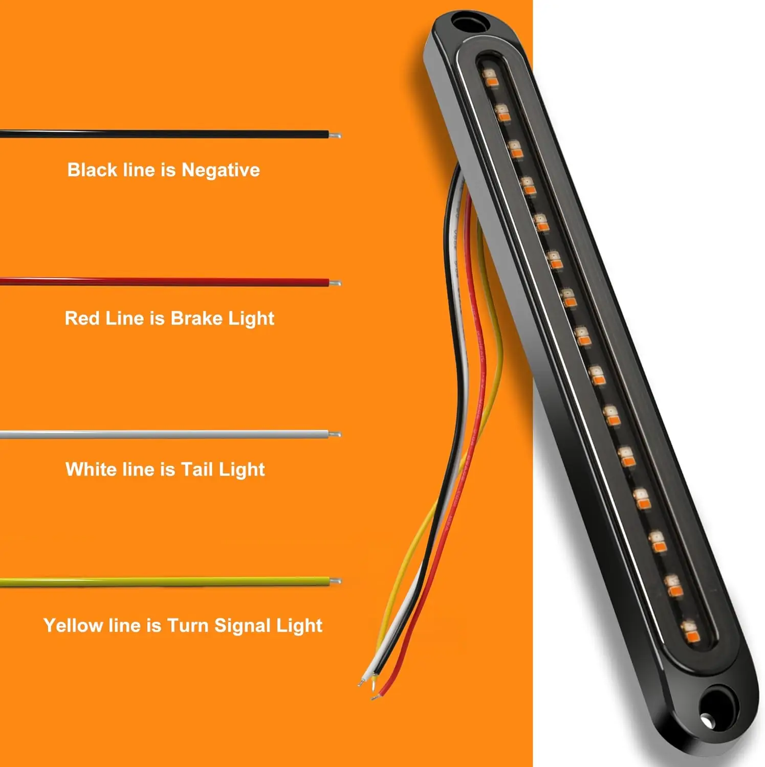 4PCS 12V-24V 30LED Trailer Tail Light Bar Red/Yellow Waterproof Brake Turn Signal for Truck Boat