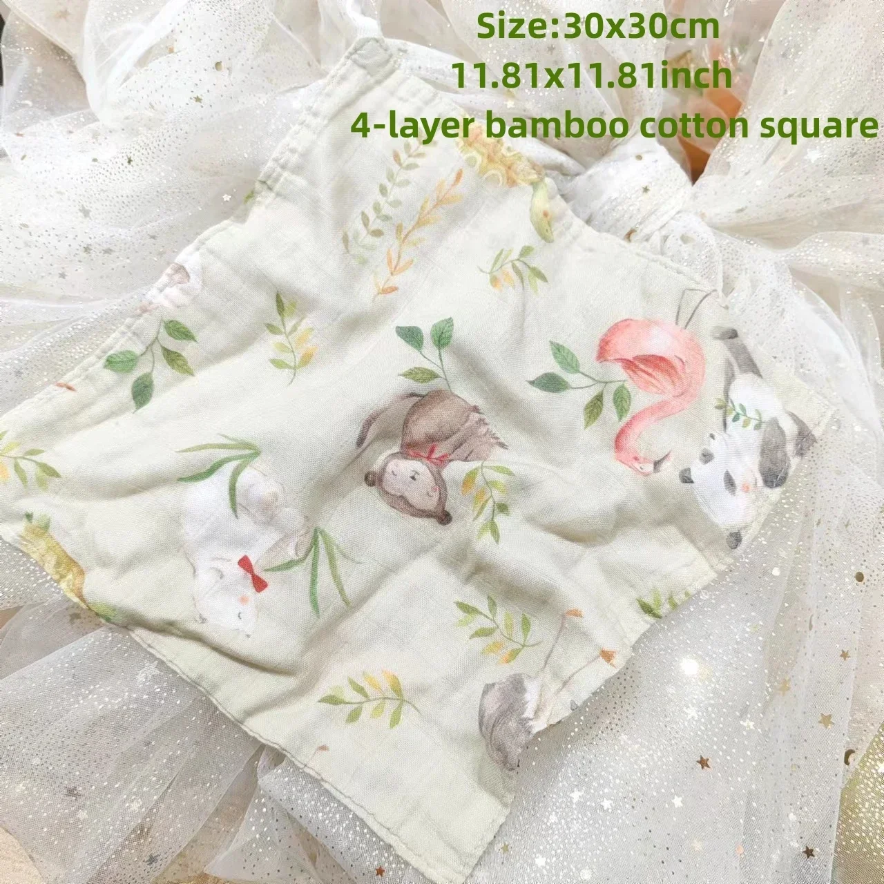 5pcs/sets Washcloth Facecloth Handkerchief Bamboo Cotton Muslin Squares 4 Layers Feeding Bib Infant Wash Hand Face Wipes Towels