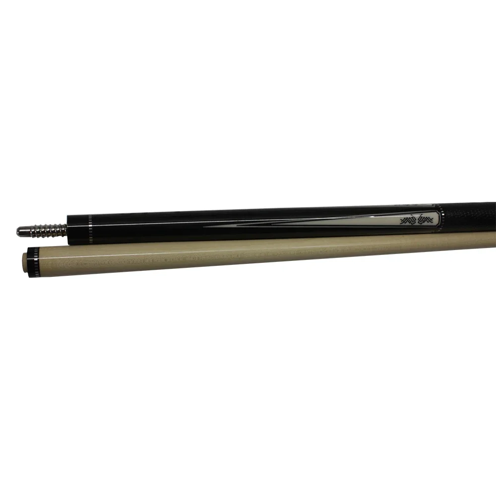 A nine-shot billiard cue made by hand. A black eight