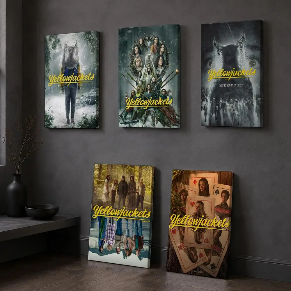 American TV Y-Yellowjackets Framed Wall Painting Wood Framed Canvas Poster HD Wall Art For Bedroom Hallway Bar Office Home Decor