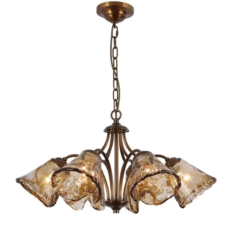 

French pastoral retro brown glass villa bedroom dining room