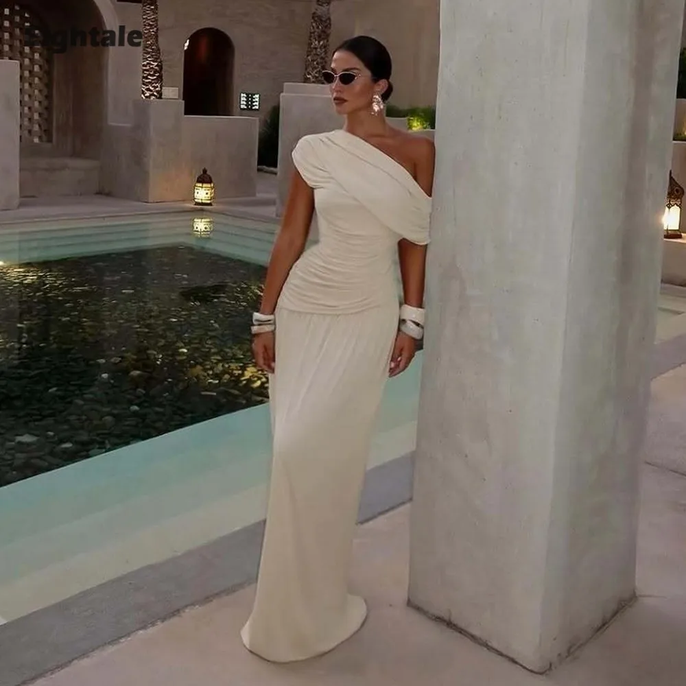 

Eightale Arabic Evening Dress Prom Gown Customized One Shoulder Strethcy Satin Wedding Party Dress Mermaid Robes De Soirée