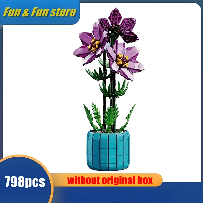 

Azale City Creativity Bouquet Flower Cymbidium Faberi Rolfe Bonsai Potted Plant Home Decoration Building Blocks Bricks Kids Toys