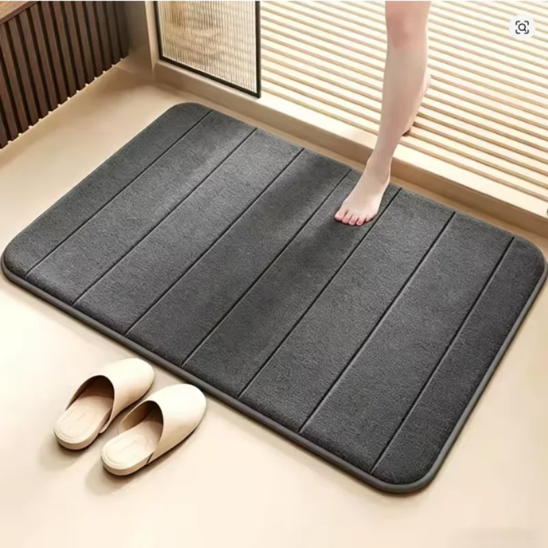 Coral Velvet Non-Slip Bathroom Floor Mat, Fast Water Absorbent Toilet Rug, Machine Washable & Dryable Soft Comfortable Doormat f