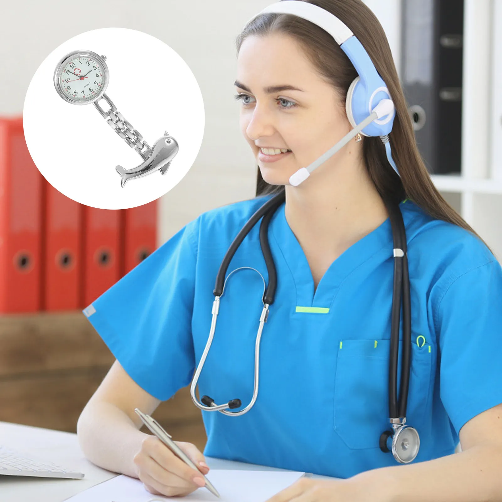 

Премиальные карманные часы-брошь «Дельфин» для медсестер, маленькие, легкие, профессиональные, подвесные, серебряные, в стиле стимпанк, для врачей