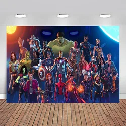 Marvel Superheros Backdrops Avengers Cartoon Theme Background Birthday Party  Baby Shower Hero Decorations Ironman ThorSpiderman