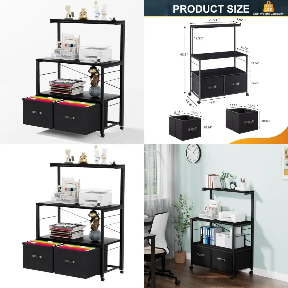 

Мобильный шкаф для документов с замком и подвесным органайзером для папок под столом, для офиса/дома, формат Letter, черный