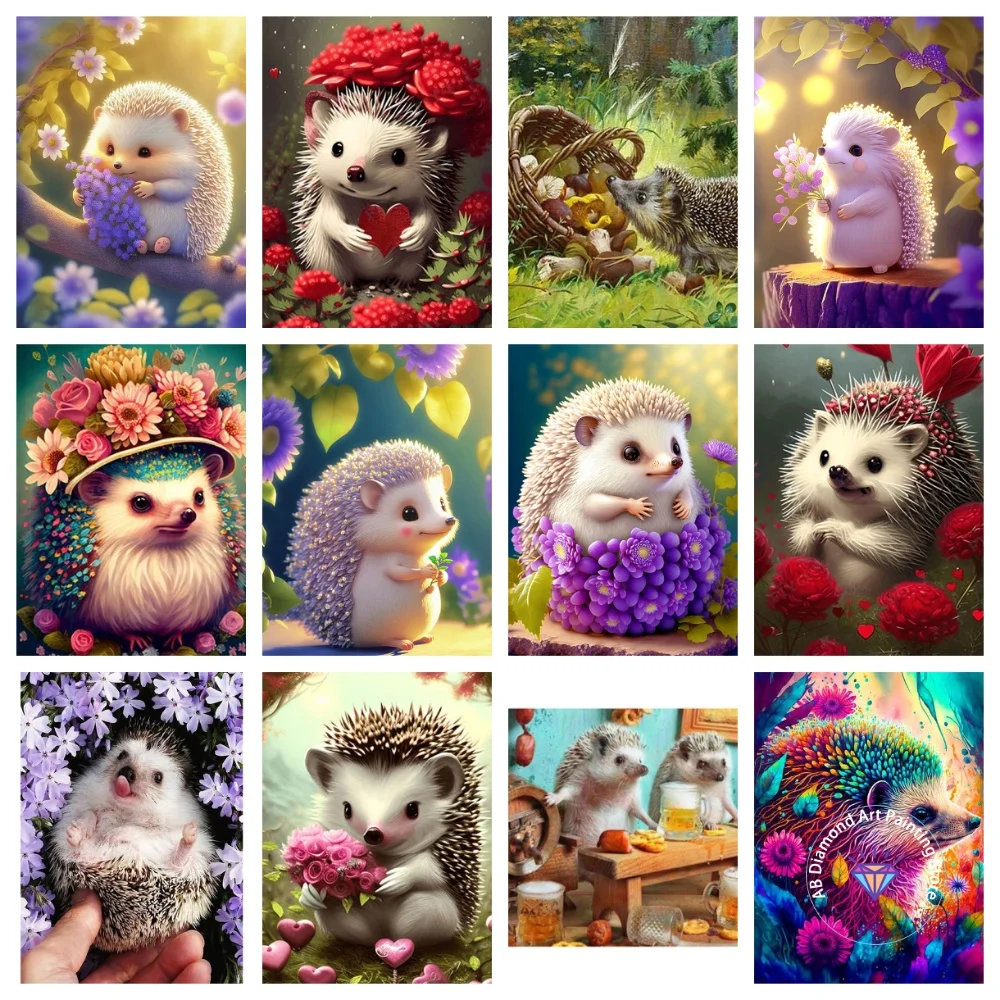 

New Hedgehog AB Diamond Painting Kit Square Round Diamond 5D DIY Animal Mosaic Handmade Art Adult Exquisite Gift Home Decor