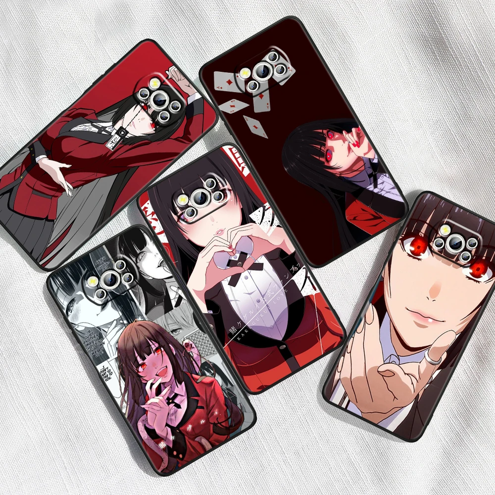 J-Jabami Y-Yumeko Kakeguruis For Xiaomi Mi Poco F5 F4 F3 X6 X5 X4 X3 M6 M5 M5S M4 M3 C65 Pro GT NFC 5G Black Cover Phone Case