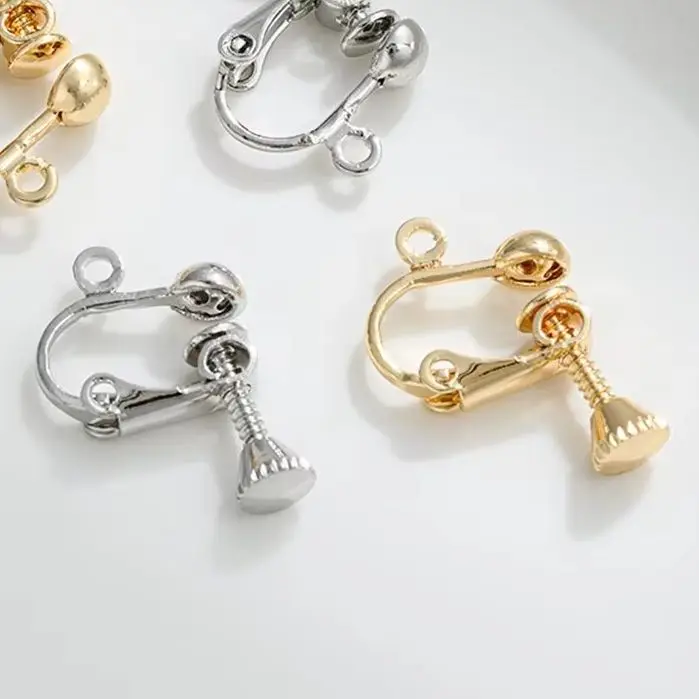 

14K Gold-Plated Painless Screw Ear Clips Handcrafted DIY Beaded Earring Ornaments Hanging Beads Jewelry