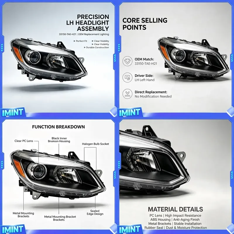 Left Driver Side OEM Replacement Headlight Assembly Auto Head Lamp Car Lighting System 33150-TAE-H21 for City Sedan