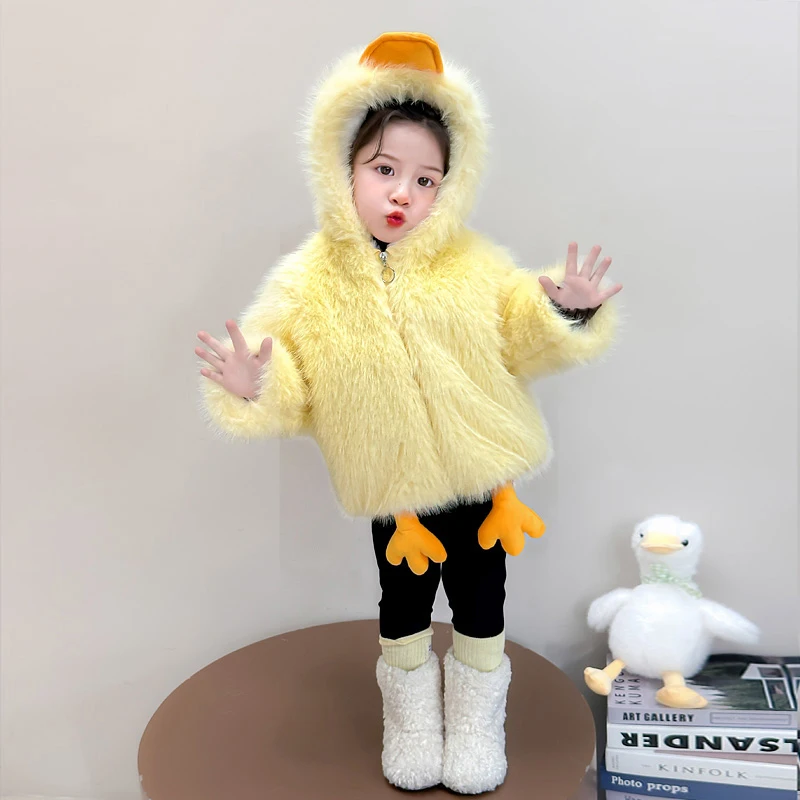 

Baby Girls Thickness Suede Animal Coats 2025 Winter Top-Wear Children Velvet Warm Jackets Fashion Baby Kids Fleece Cute Outwear