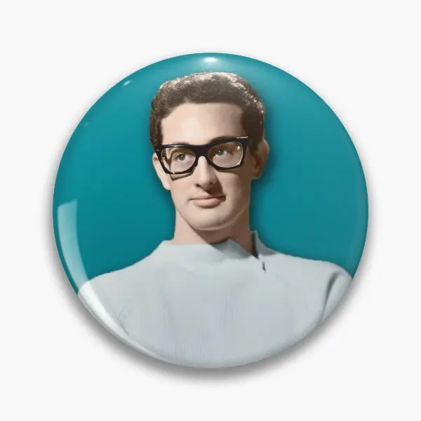 Buddy Holly Colorized  Soft Button Pin Gift Cute Clothes Hat Funny Creative Brooch Metal Decor Lapel Pin Jewelry Lover Women