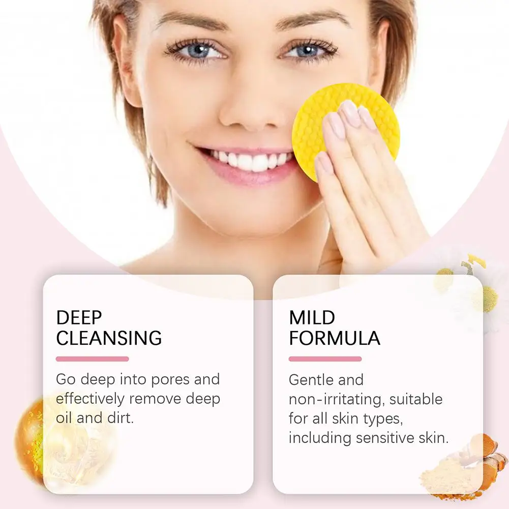 2pcs Turmeric Kojic Acid Exfoliating Cleansing Pads Fades Dark Spots Exfoliates Skin Pads Facial Clean Sponge