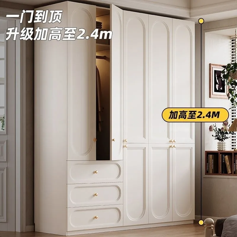 French segmented wardrobe cream style household bedroom storage cabinet modern simple European pine board large wardrobe