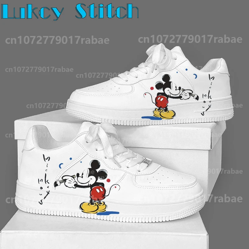 ميكي ميني ماوس 2025 الأكثر مبيعاً أحذية النساء والرجال الكبار موضة الاتجاه الأبيض أربعة مواسم حذاء كاجوال بفتحات تهوية #5