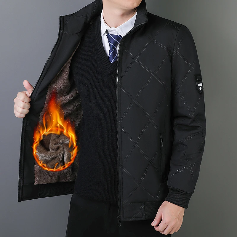 

Winter New Men's Fashion Aviator Jacket Fleece Thickened Warm Baseball Jacket Solid Color Warm Coat High Quality Thick Outwear