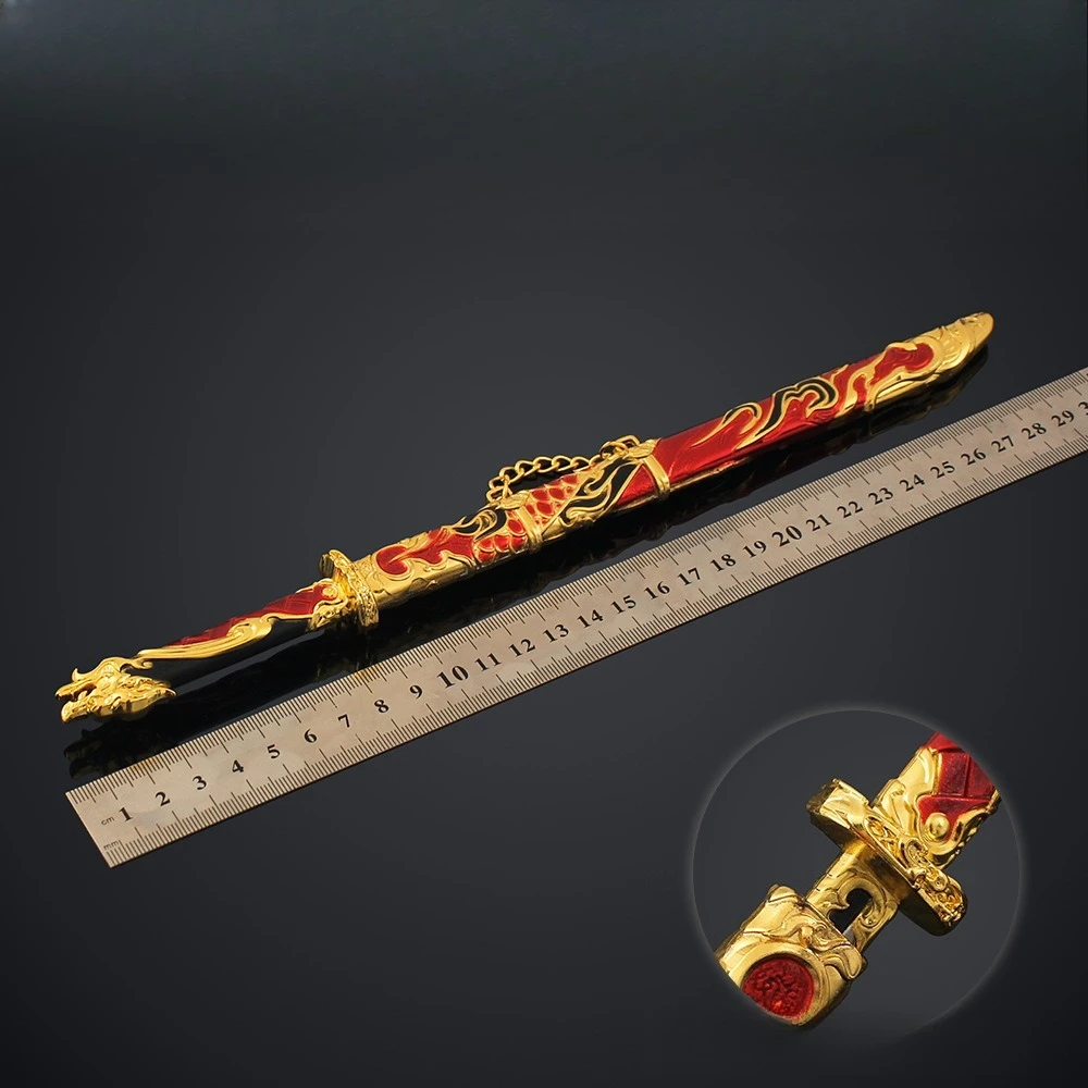 30cm Naraka: Bladepoint Gadżety z Gry Spring's Edge Tang Broadsword Metalowy z Pochwą Model Broń Zabawka Miecz Prezent dla Chłopców