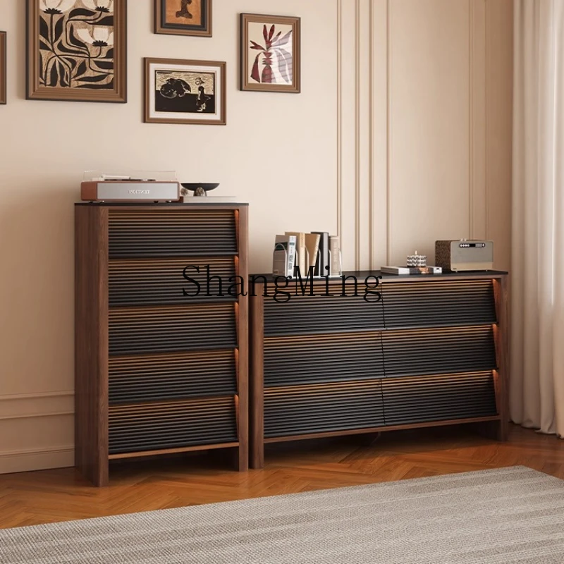 

FG antique solid wood bedroom bedside table living room wall storage drawer cabinet