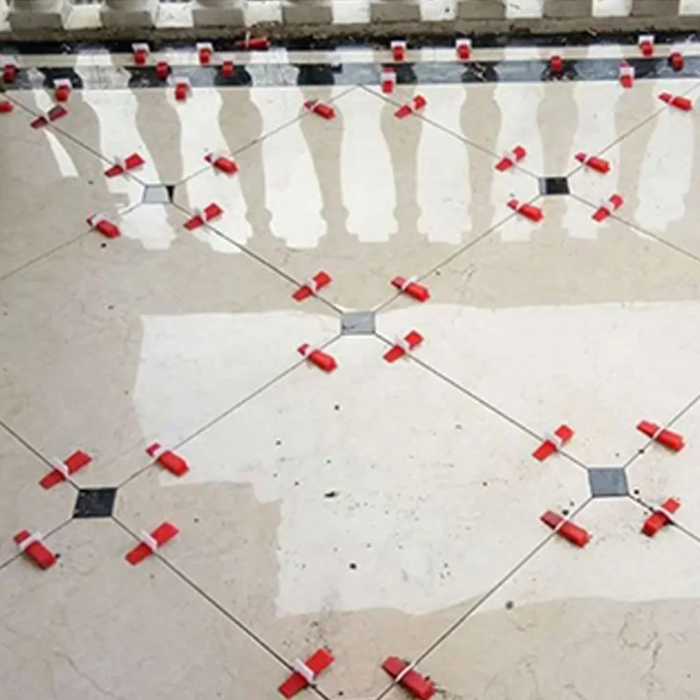 100Pcs/Pack  PE Tile Spacers Tile Joint Adjustment Wedge Leveler Reusable Positioning Clips Wall Flooring Tiling Tool Red Small