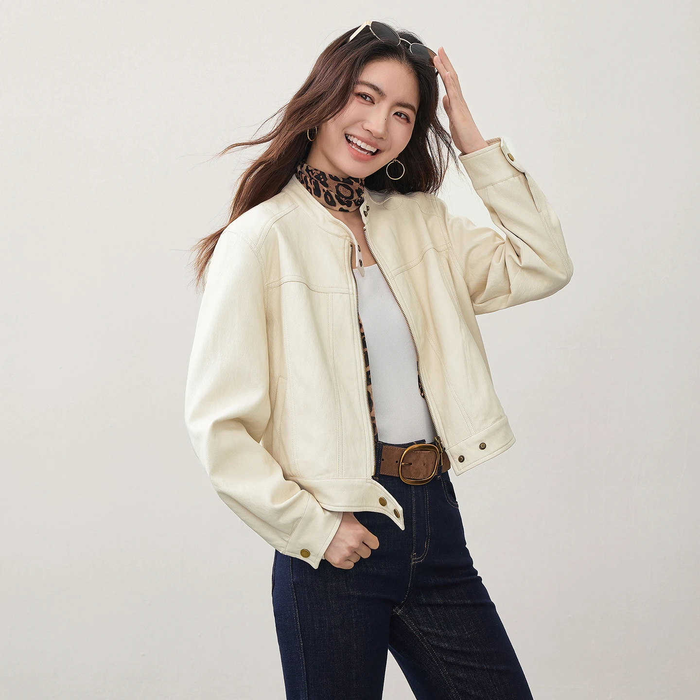 SENTUBILA Women PU Faux Leather Jacket 2026 Autumn Winter American Street Long Sleeve Cropped Coat Ladies Outerwear W63GA7906