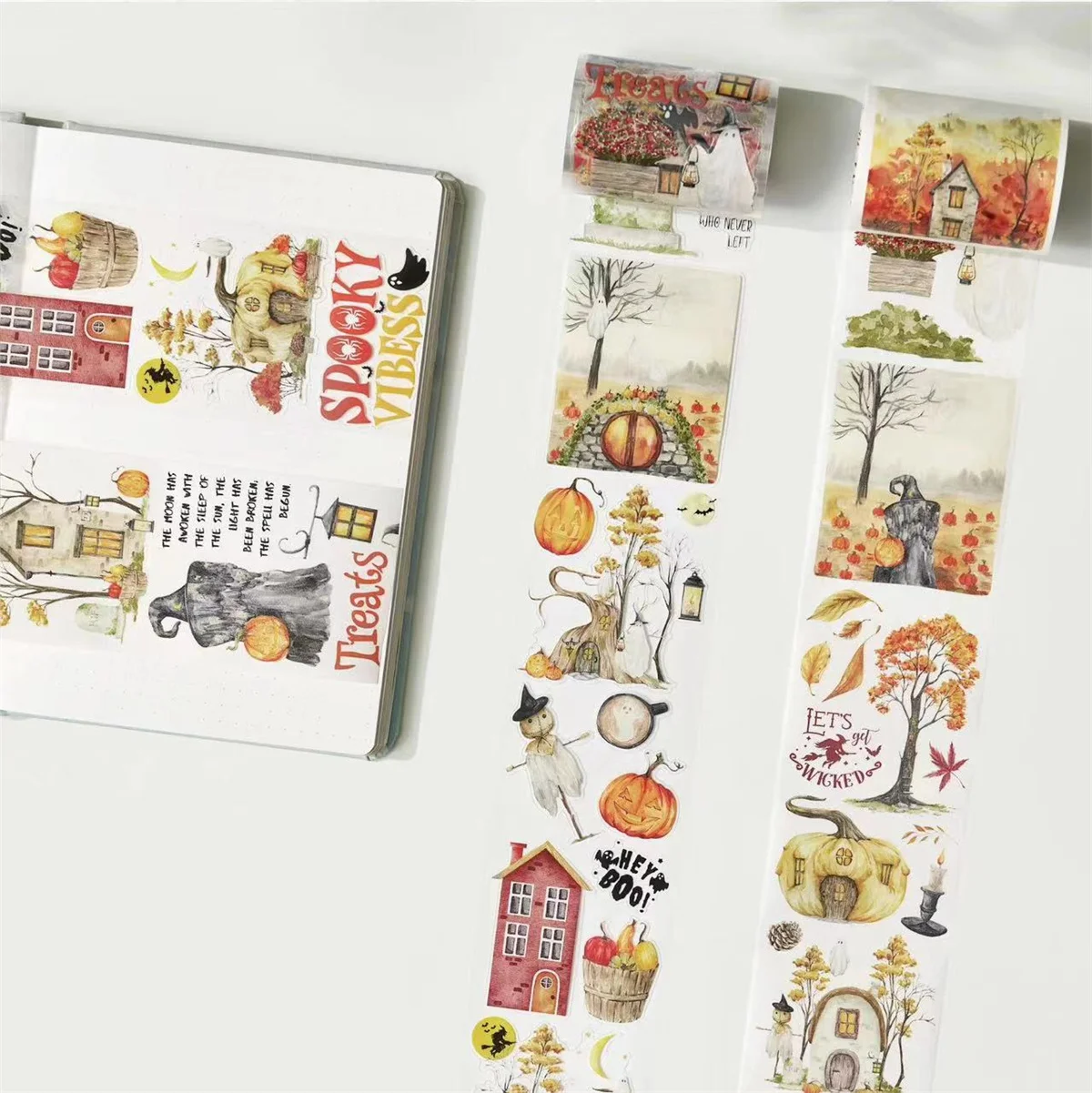 Vintage Autumn Ghost Night Washi PET Tape for Planner Card Making DIY Scrapbooking Plan Decorative Sticker