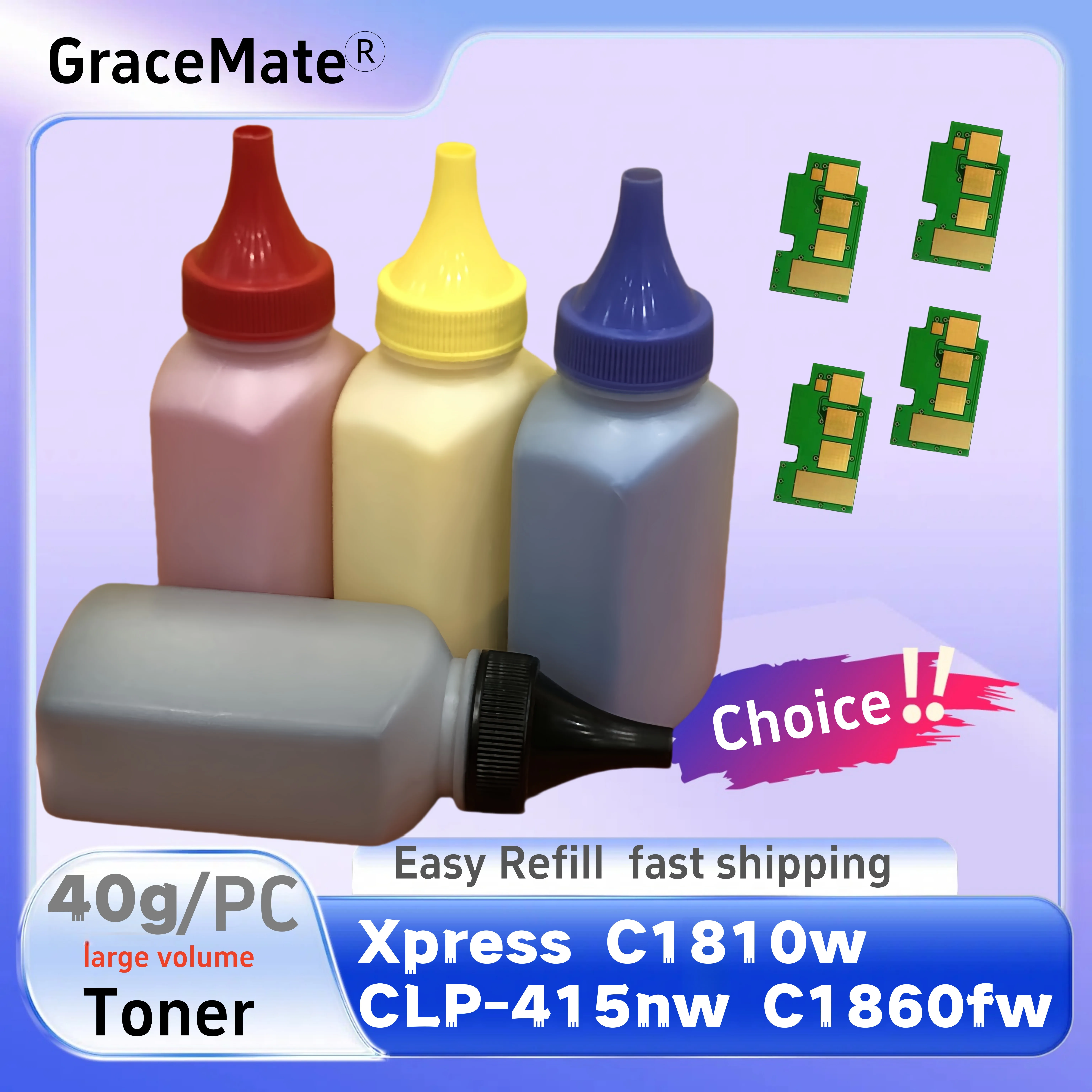 

GraceMate 4 x сменный цветной тонер-порошок + 4 чипа для Samsung CLT-504s CLT-k504s clt504s Xpress C1810w CLP-415nw C1860fw CLX-4195