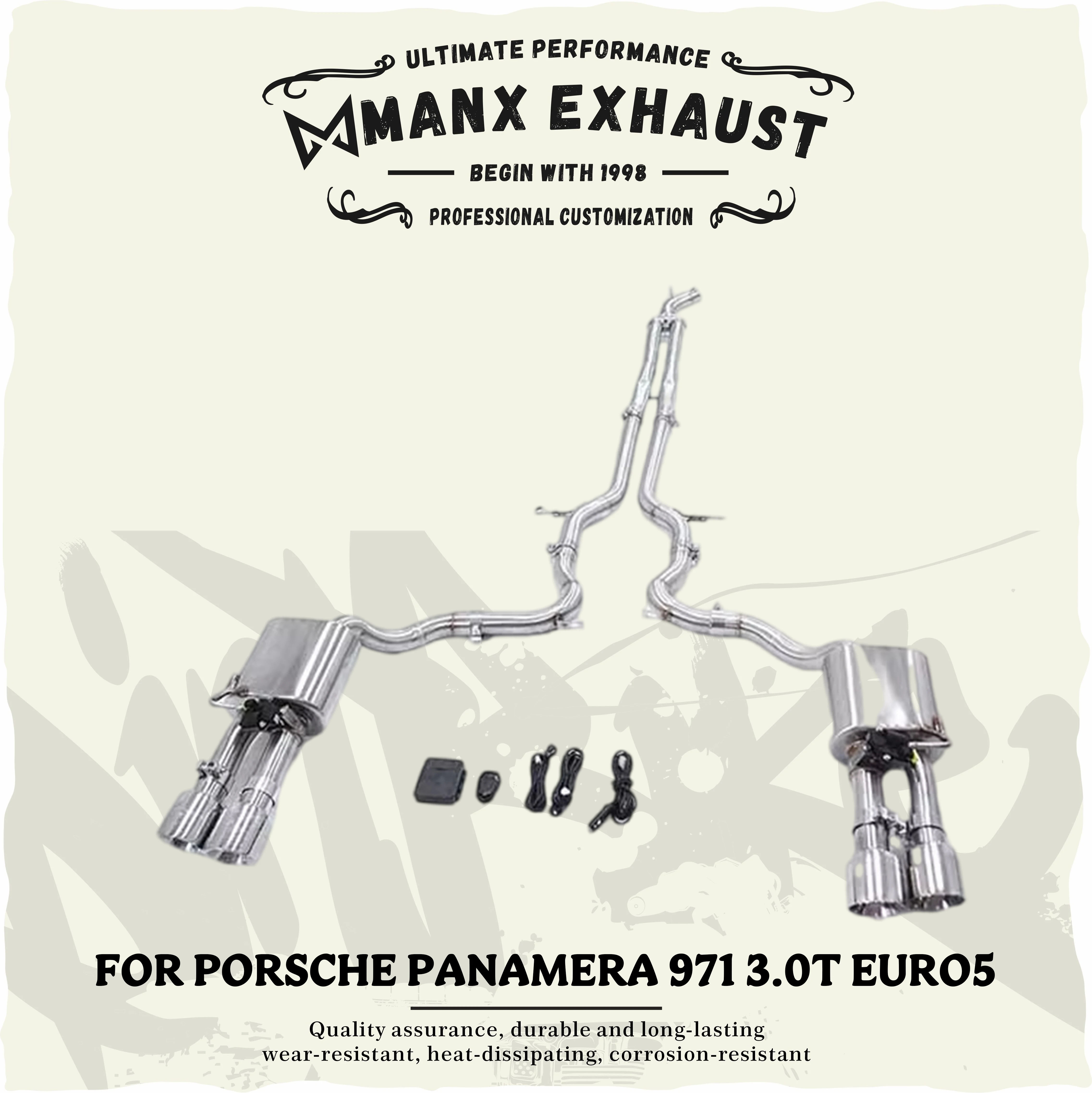 

MANX Exhaust system for Porsche Panamera 971 3.0T Euro5 Stainless steels Catback exhaust pipe with remote control valve