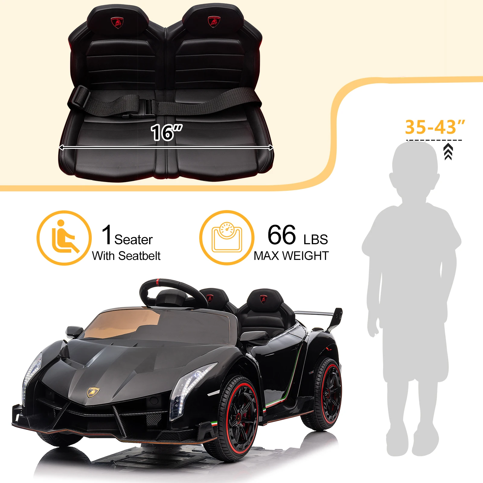 Electric car Kids Ride On Car,kids Electric Car with Remote Control Dual Drive 12V 4.5AH with 2.4G Remote Control Sports Car bla