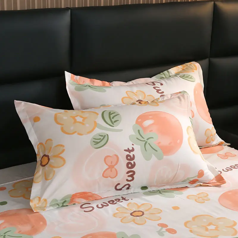 Floral Print Pillowcase Set of 2 - 100% Breathable Cotton with Envelope Closure for Dorm & Adult Bedding