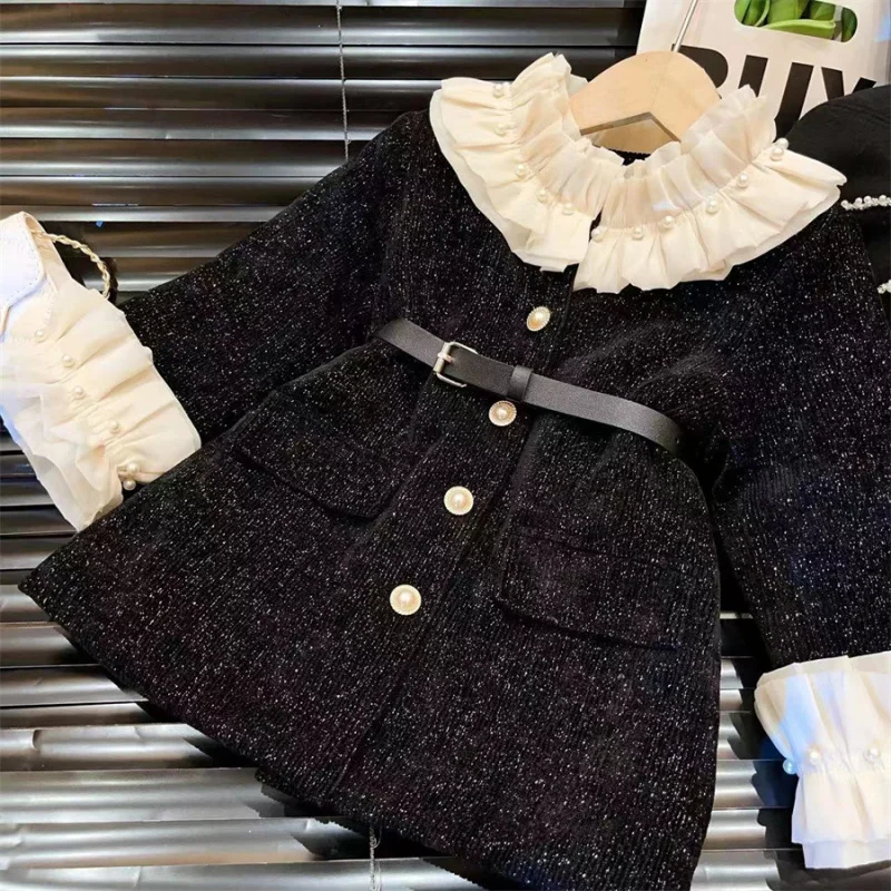 Nowa spódnica dziewczęca, nowa kolekcja jesień-zima, sukienka z długim rękawem, elegancka, dla dziewczynki, styl Baoyang Princess, z paskiem, rozmiary 2-8 lat.
