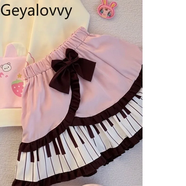 Japanese Sweet Style Versatile Elastic Waist Short Cake Skirt Summer New Polka Dot Patchwork Bow Lace Mini A-line Skirts