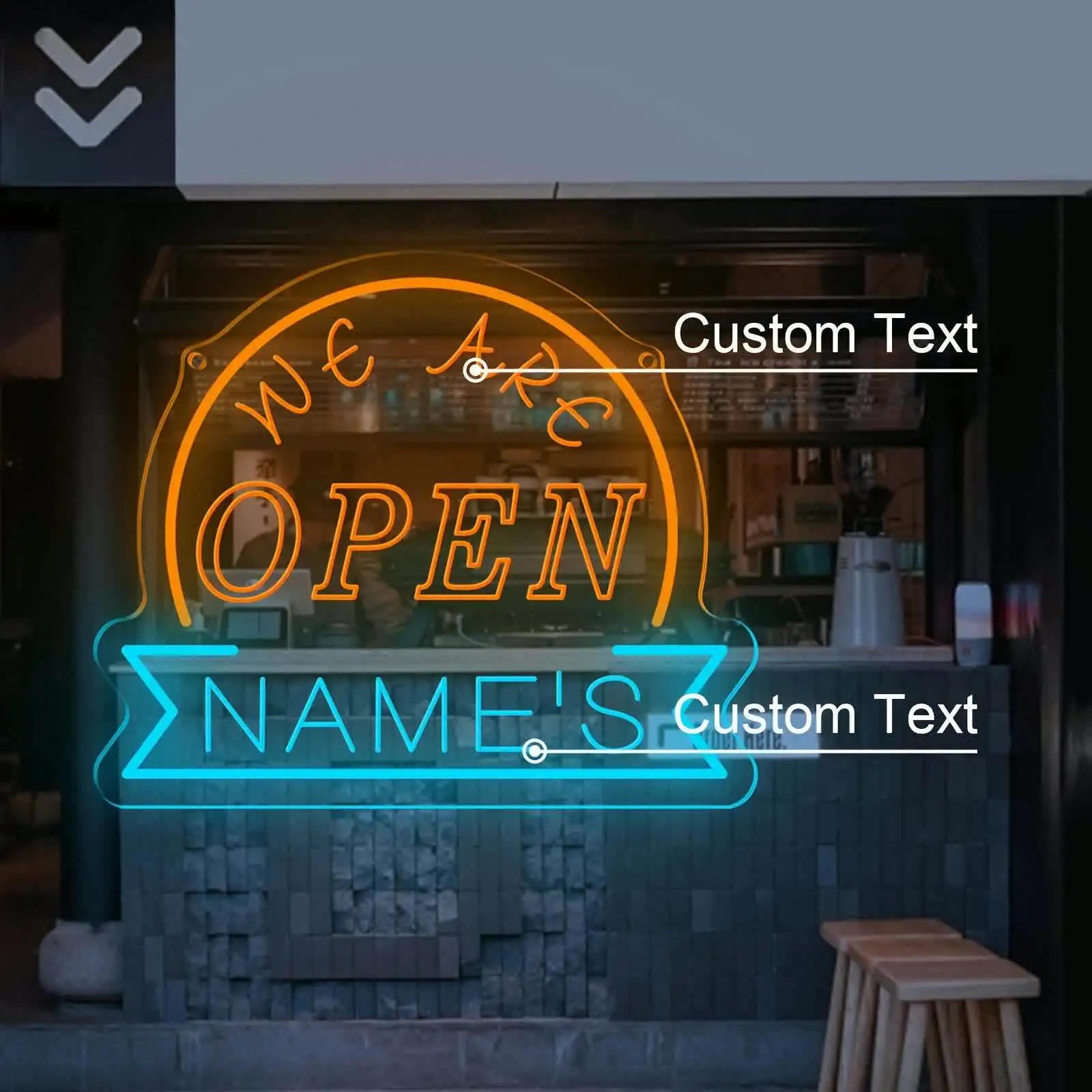 Letreros de Neón LED Personalizados con Logotipo Abierto para Nueva Tienda | Decoración de Paredes Comerciales | Regalo Personalizado para Cafetería, Bar o Cuarto de Hombre