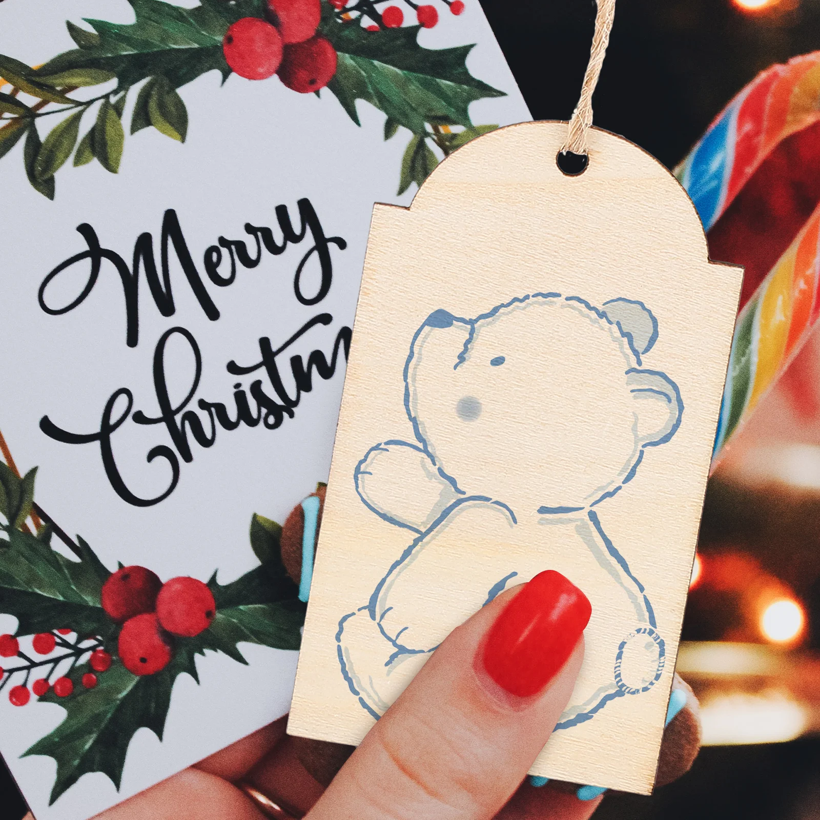 

10Pcs Unpainted Wooden Tags Hanging Blank Wood Tags for DIY Crafts Christmas Tree Decorations Handmade Xmas Ornaments