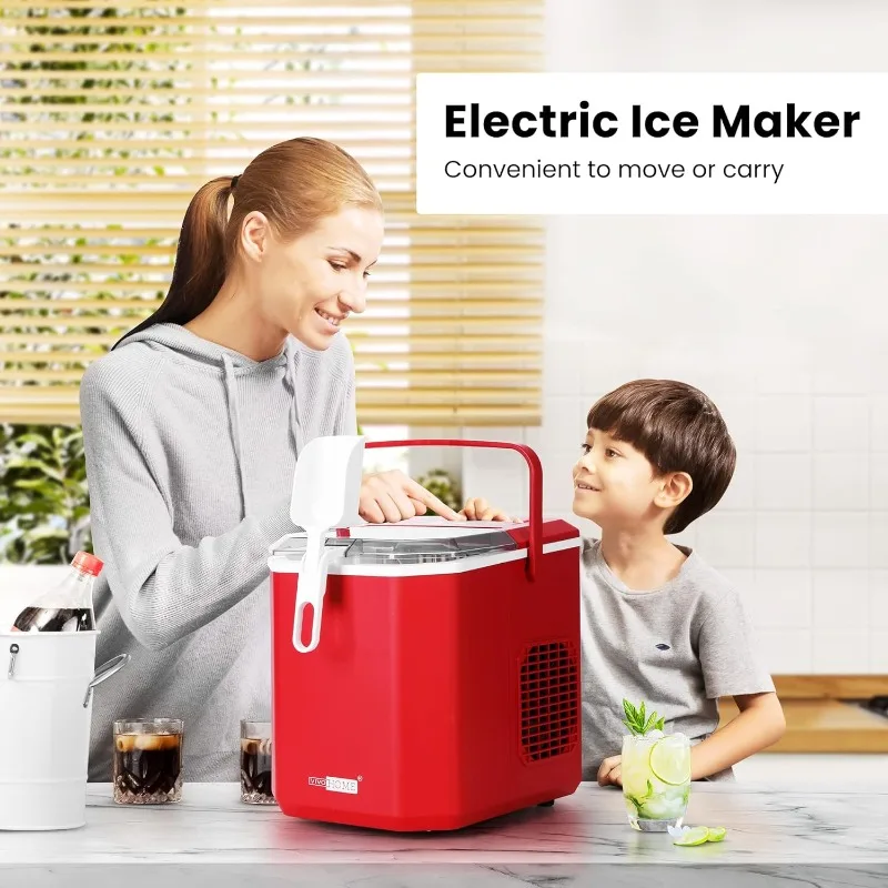 VIVOHOME-Máquina Automática Elétrica Ice Cube Maker, bancada compacta portátil, alça, colher de mão, 10 sacos de gelo e auto