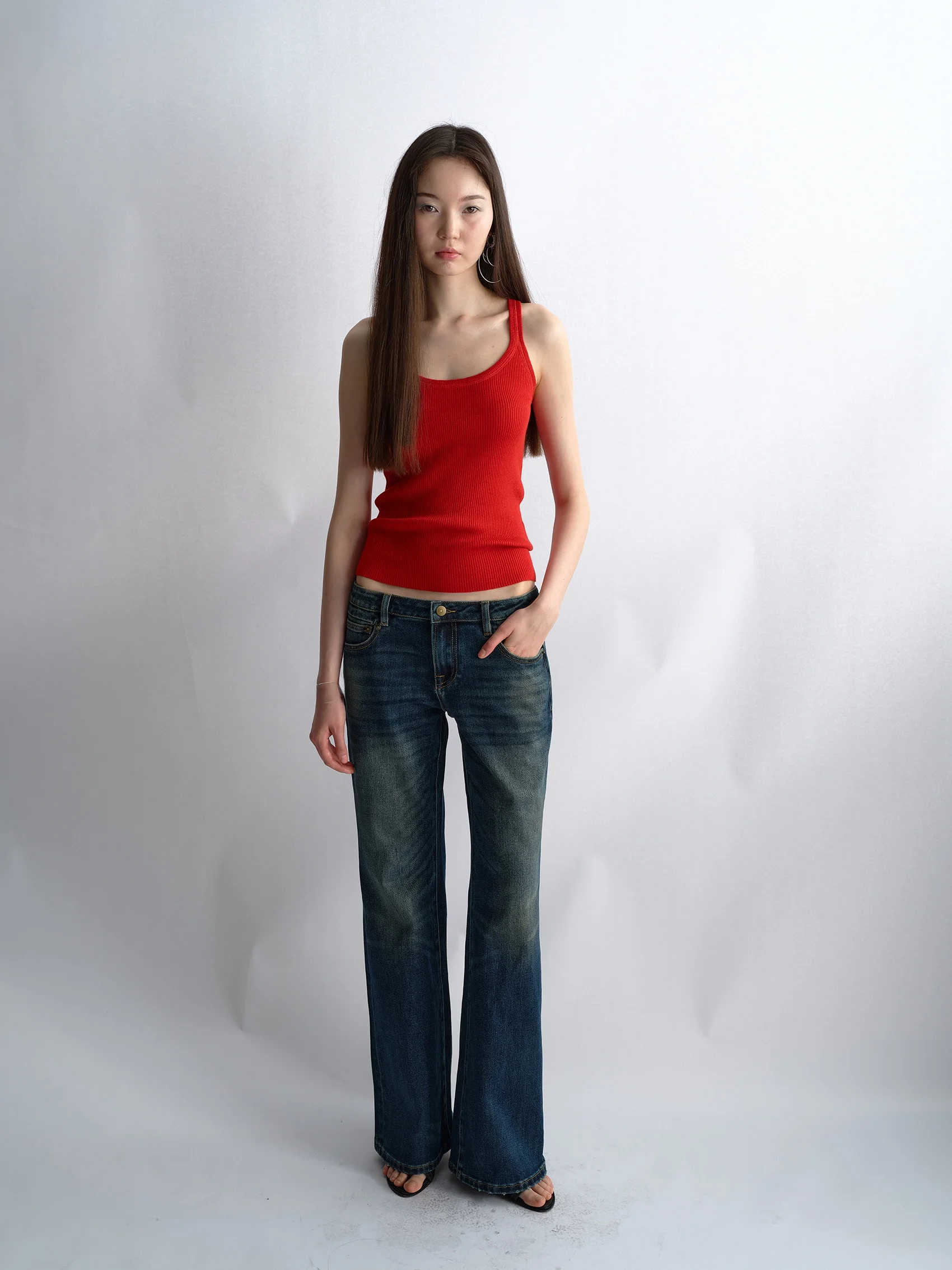 

Женский вязаный топ Slim Fit с U-образным вырезом, универсальный, с эффектом антенны, винтажный, большой размер, без рукавов