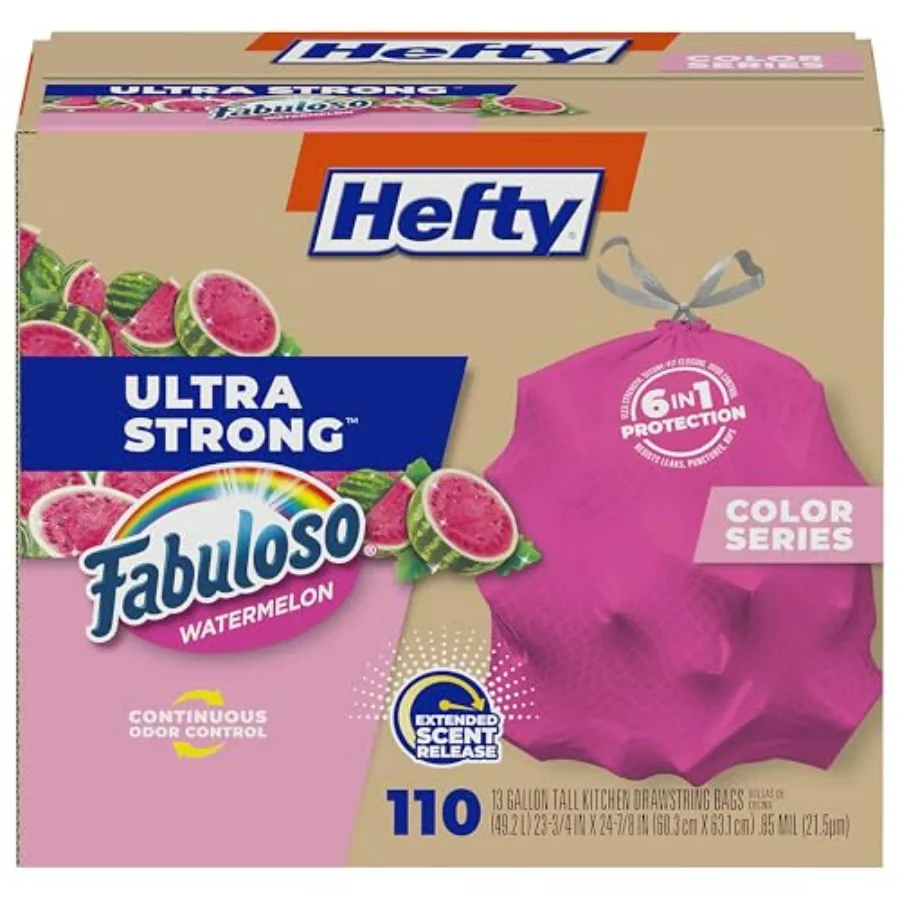 

Ultra Strong 13 Gallon Trash Bags, Tall Kitchen Trash Bags 13 Gallon Size, Resist Leaks, Punctures, and Rips, Continuous Odor C
