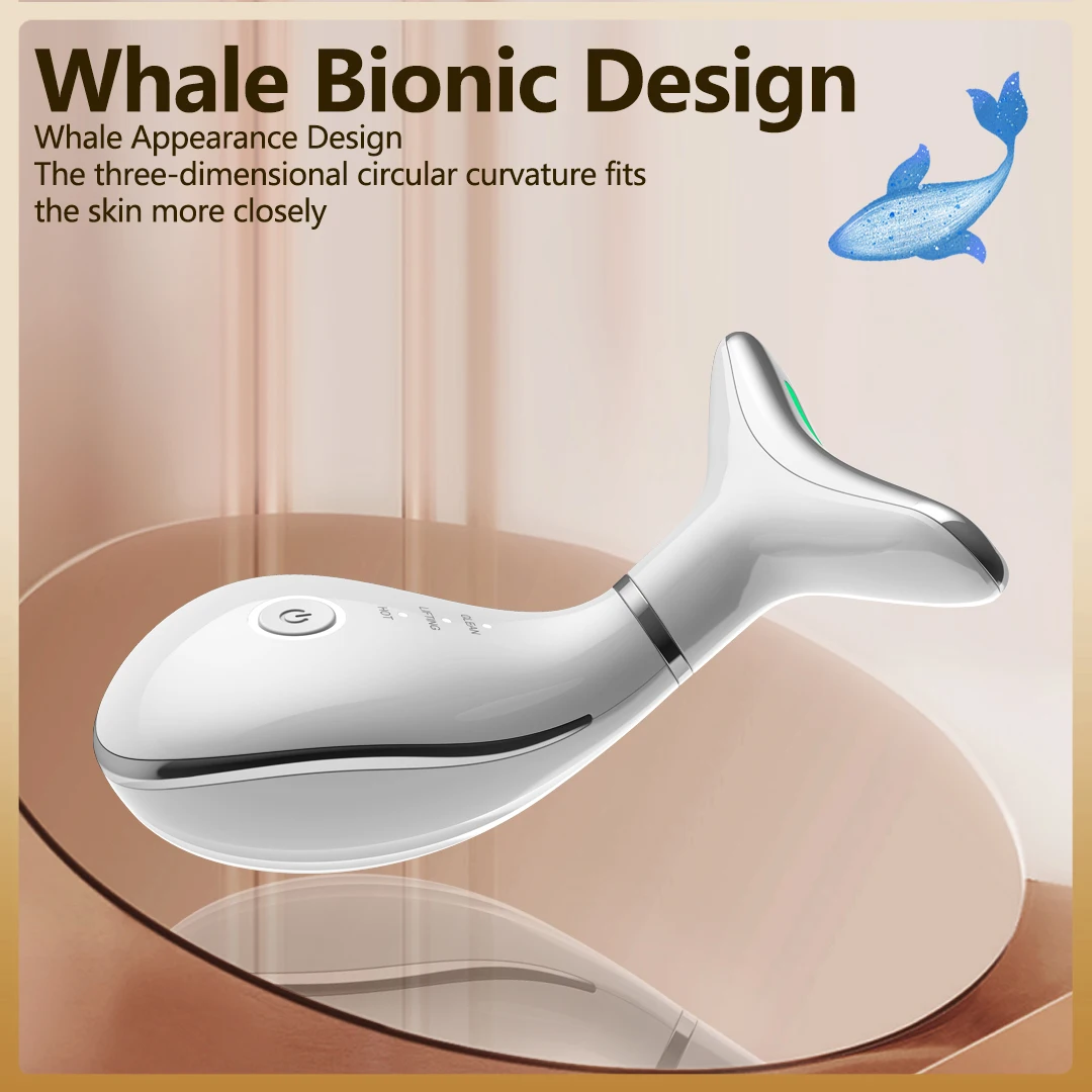 جهاز رفع الوجه على شكل حرف V مدلك الرقبة الساخن مكافحة الشيخوخة أداة الوجه شد الجلد إزالة التجاعيد تهتز أداة التجميل #2