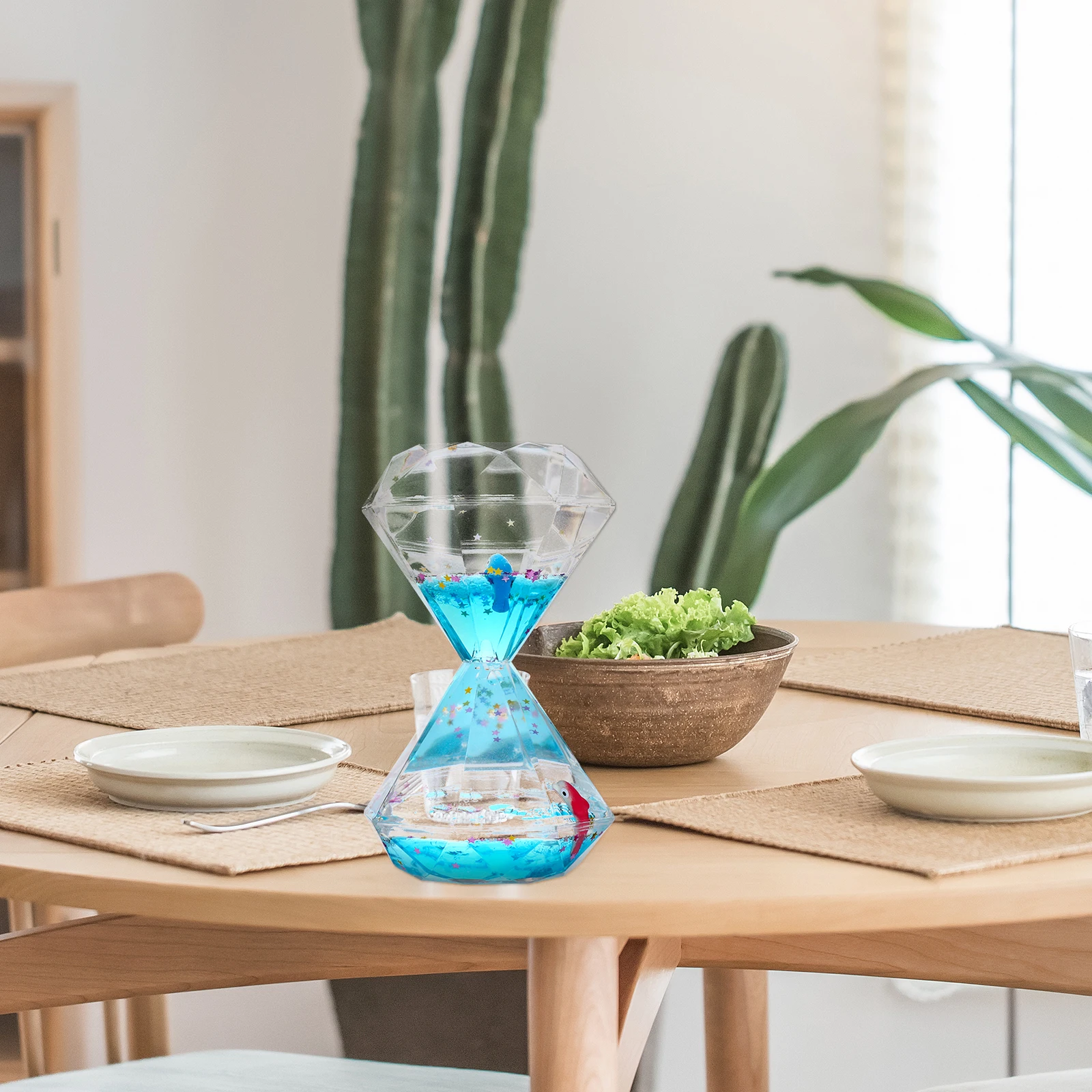 

Rhinestone Liquid Hourglass Desktop Adornment For Kids Adults Relaxation Oil Timer Decor Home Office Wedding Gift Blue
