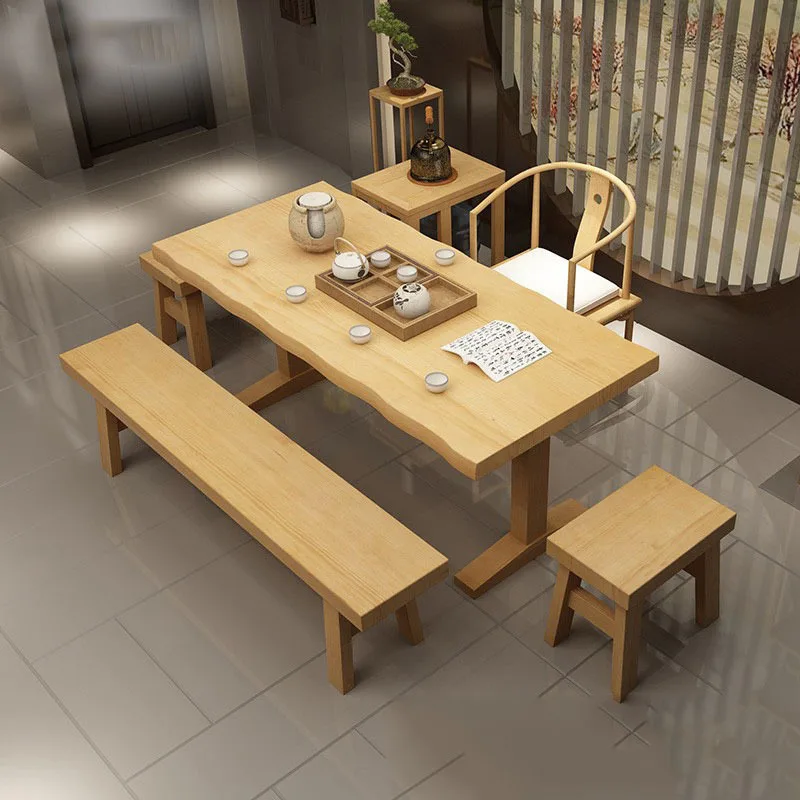 Tea table and chair combination, office negotiation Kung Fu tea table, household natural edge tea table
