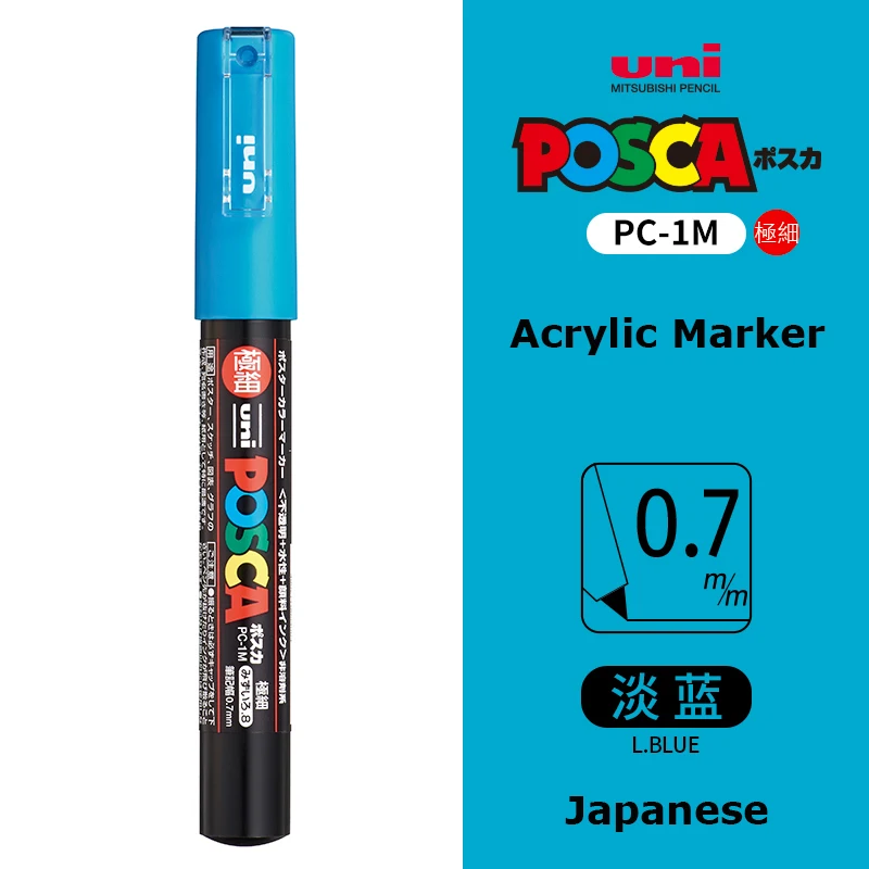 UNI PC 1M/3M/5M Posca Farbmarker Stift Alle Farben Wasserbasierende Stifte Japan Mitsubishi Schreibwaren DIY Malerei Graffiti Kunstbedarf