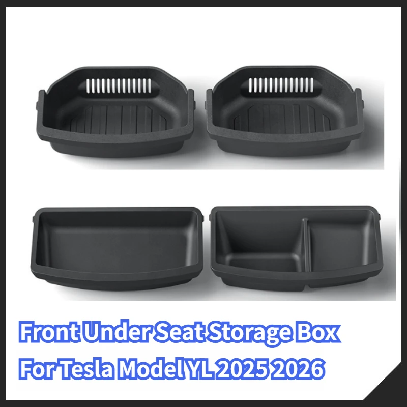 For Tesla Model YL 2025 2026 Under Seat Storage Box TPE Drawer Front Under Seat Organizer Trash Can Car Interior Accessories ﻿